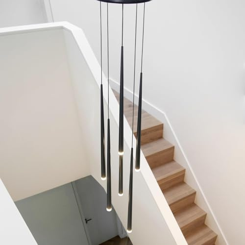 HYQJUNE Modern LED Hängelampe Dimmbar Mit Triac Pendelleuchte Wohnzimmerlamp Metall Treppe Hängeleuchte Xuanguan Esszimmer Küchenlampe Höhenverstellbar Lampen(6 Lights-Round)