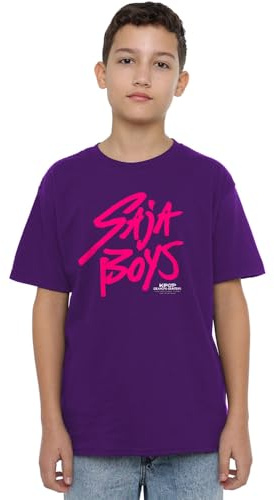 Kpop Demon Hunters Unisex Kids K-pop Demon Hunters - Saja Boys Pink Logo Kids T Shirt, Black T-Shirt
