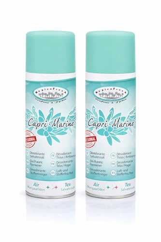HOME PRO – Kit 2 Spray Deodoranti Professionali Capri Marine per Tessuti e Ambienti – Formula Mangiaodori, Proteggi Tessuti, Fragranza Intensa e Lunga Durata – 2x400 ml – Made in Italy