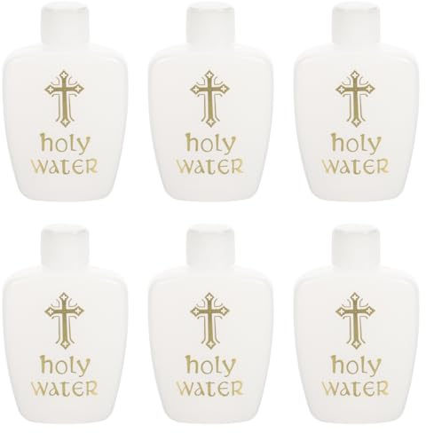 Zerodeko 6 botellas de agua bendita con tapas de seguridad, recipientes cristianos de plástico para Pascua, bautizo, fiesta, vacío, católico, soportes para agua bendita