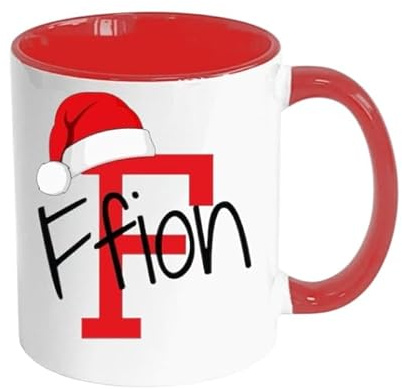 Ava Graceful Designs Personalised Christmas Mug - Add Your Name and Initial | Hot Chocolate Mug | Ideal Xmas Gift for Christmas Eve Box | Secret Santa Present | 11oz Red Coffee Mug