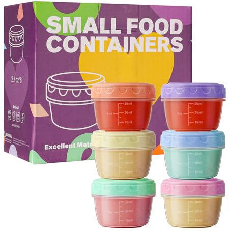 6 Stück Kleine Plastikdosen mit Deckel Kleine Dosen Plastik 80ml/2oz Auslaufsichere Aufbewahrungsdosen mit Deckel Frischhaltedosen Lebensmittelbehälter für Soßen Dips Gewürze Ketchup Salate