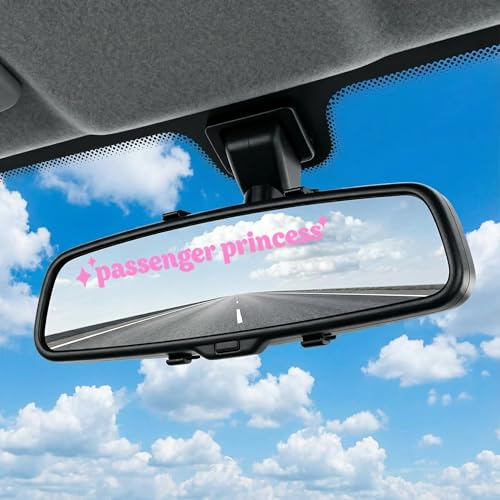 3 Stück Auto Aufkleber Spiegel, Passenger Princess Autospiegel Aufkleber | Passagierprinzessin Rückspiegel Aufkleber Vinyl Aufkleber Autodekoration Geschenk für Fahrer Frauen Männer (Rosa)