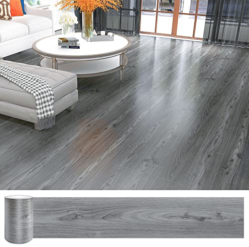 Lareko Self Adhesive Vinyl Flooring Tiles Wood Planks, Grey Oak | 36Pcs/ Roll 5m² ,Peel and Stick,Waterproof,For Bathroom ,Living Room,Rental, Diy ,Hallway, Bedroom, Laundry