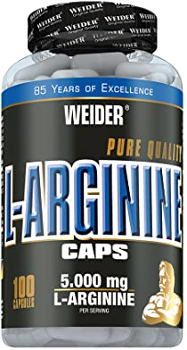 Weider - L-Arginine Caps - Hochdosierte Aminosäure für optimale Trainingsunterstützung, 5.000 mg Arginin pro Portion - 100 Vegane Kapseln