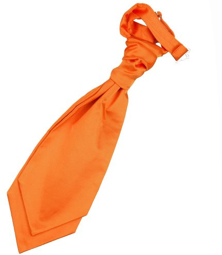 DQT Boys Plain Satin Pre-Tied Scrunchie Cravat - Wedding Pageboy Formal - Burnt Orange