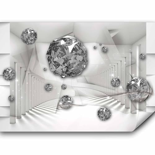 murando - Fototapete Vlies Diamant silber weiß, 350x256 cm, Schlafzimmer | Full HD Druck, 3D-Effekt, lichtbeständige Farben, ideal fürs Wohn- oder Schlafzimmer, schnelle Montage, lichtbeständig, edel
