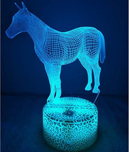 HPBN8 Ltd 3D Pferd Lampe USB Power 7 Farben Amazing Optical Illusion 3D wachsen LED Lampe Formen Kinder Schlafzimmer Nacht Licht