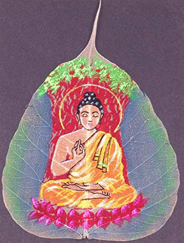 Peepaltree Arts - 100% Handbemalte Peepal Blatt Deko Bilder - Buddha - Ideale Geschenk Geschenkidee Geburtstag Muttertag Vatertag Valentinstag Hochzeit Männer & Frauen