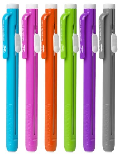 Mr. Pen- Retractable Mechanical Eraser Pen, 6 Pack, Vibrant Colors, Erasers for Pencils, Eraser for Artists