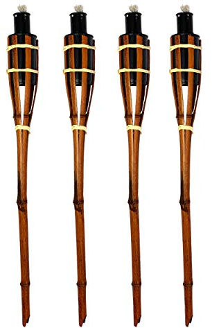 Moritz 4 Stück Bambusfackeln Fackel 90 cm Dunkelbraun Gartenfackel Ölfackeln Garten Deko Öllampe Wegleuchte