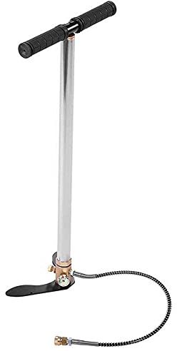 Pcp Air Rifle Pump, 3 Stage 0-4500psi Hand Press Floor Air Pump Inflator with Pressure Gauge, Stainless Tungsten Steel Air Rifle Hand Pump for Boat Car Motorcycle Tire Ball
