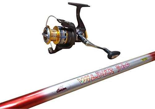 CARSON - Kit Canna da Pesca Telescopica da Fondo WILDER, Canna da 3.60 o 4.00 Metri, Mulinello TEBEN FD40 3+1BB e Bobina di Monofilo in Omaggio, Impugnatura Antiscivolo e Anelli, Adatto a Grosse Prede