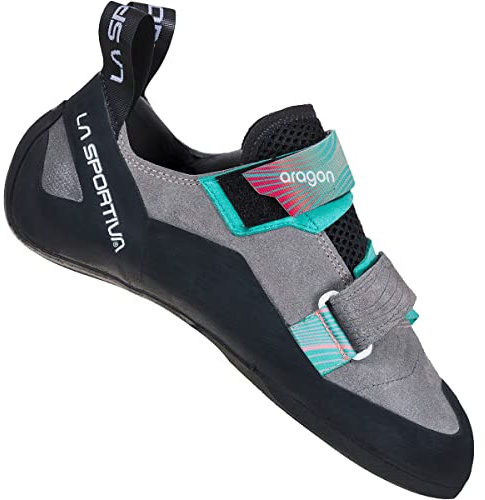LA SPORTIVA W Aragon Grau - Bequeme vielseitige Damen Kletterschuhe, Größe EU 34.5 - Farbe Clay - Hibiscus