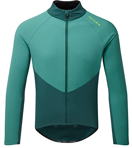 Altura Mens Endurance Long Sleeve Windproof Water Repellent Thermal Cycling Jersey - Dark Green - Small