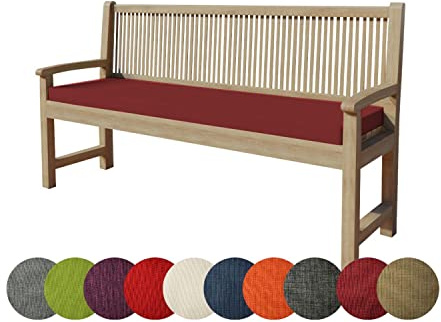 chilly pilley Bankkissen Bankauflage Polsterauflage Reißverschluss mit Schlaufen Kissen für Gartenbank für Gartenmöbel Sitzkissen & Rückenkissen Outdoor (100 x 50 x 5 cm, Dunkelrot)