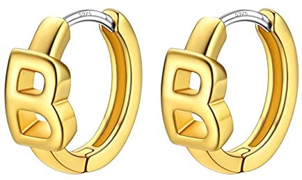 Bestyle Ohrringe für Damen mit Buchstabe B Huggie Hoop Initial Creolen Gold Damen Alphabete Ohr Piercing für Geburtstag Valentinstag Valentinstag