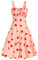 Belle Poque Ladies Sleeveless Ruched Dress 50s Retro Sweetheart Neckline Slim Fit Party Dress Strawberry 380-01 XL