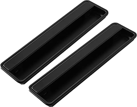 zhijiaqian456 Schiebetür-Möbelgriff Einlass-Muschelgriff eckig Griffmuschel für Türen & Schubladen Metall schwarz matt 2 Stück Design Schiebetürgriff zum Einlassen (L,Black)