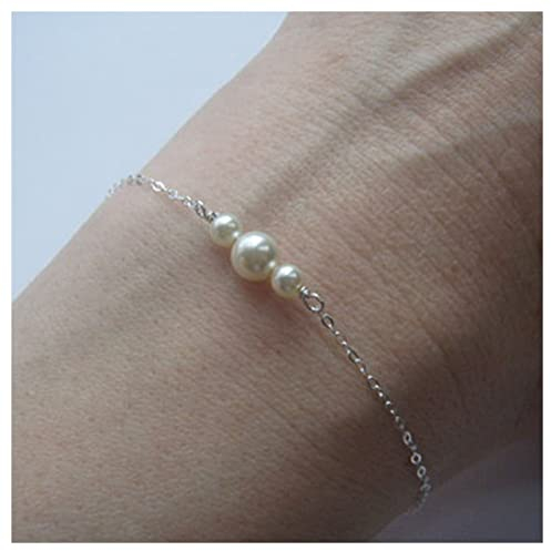 InilbranBoho Perlenarmband 3 Perlen Perlenarmband Silber Perlenkettenarmband Minimalistisches Handkettenarmband Schmuck für Frauen und Mädchen