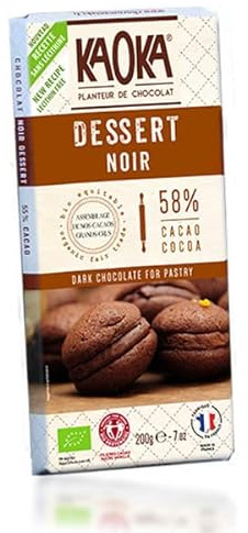TABLETTE CHOCOLAT NOIR DESSERT 58% 200G, KAOKA, UNITÉ