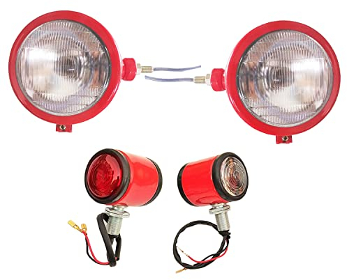 APSMOTIV -Scheinwerfer+Butler Lichter Baugruppen mit 12 -V -Glühbirnen für David Brown 700 800 900 1200 Serie Massey Ferguson Traktorteile 35 35x 65 765 Fall/IH Traktor B250 B275 B414 B444 (rot) (rot)