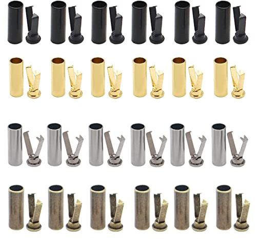 NIANOPKM Embouts de lacets,12 ensembles de têtes de lacets en aluminium 4 couleurs,embouts de remplacement pour cordons métalliques Pour les réparations et la conception de bricolage