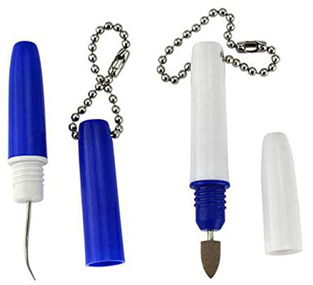 MANXIYECHEN 2 Pcs Mini Travel Dental Cleaner, Portable Stain Erasers with Chain Tooth Pick Interdental Picks, Blue, White