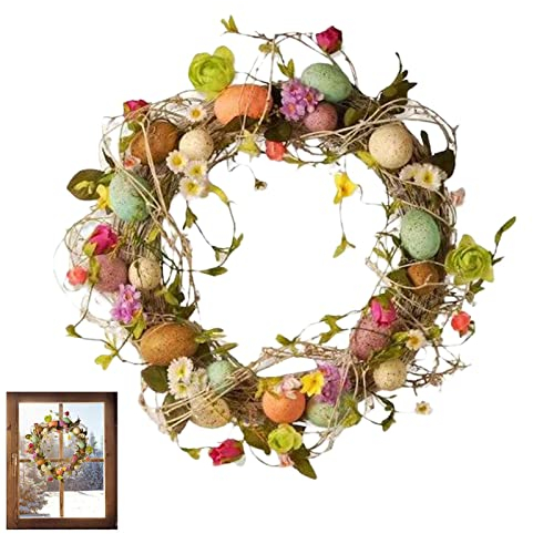 ulapithi Easter Wreath, Pastoraler Osterkranz, Frühlingskränze Für Haustür Pastell Osterei Frühling Osterkranz Osterfenster Kranz