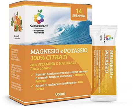 Magnesio con Vitamina C (Rosa Canina) - integratore alimentare ad azione ricostituente e di sostegno, antiossidante 14 stickpack