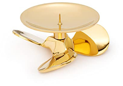 NKlaus 12cm Kerzenständer Schiffsschraube aus Messing Gold Glanz Kerzenhalter mit Dorn 11643