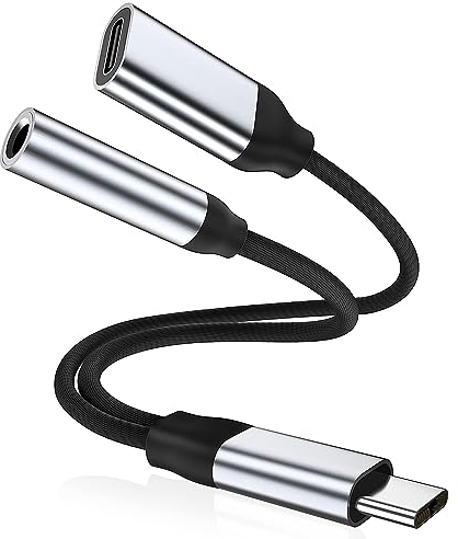 USB C Adapter Klinke 3,5mm und Laden, 2 in 1 USB C Kopfhörer Adapter 3.5mm Audio mit HiFi DAC Chip Aux Audio Kabel Jack Type C Geflochtenes für Samsung Galaxy S23 S22 S21 Note 20, Pixel 7/6, und mehr
