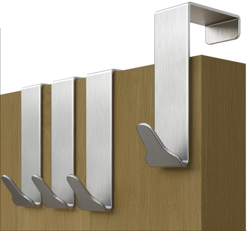 Menz Ganci Appendiabiti da Porta in Acciaio Inox 46mm - 4er Set Cuscinetti Antiscivolo in Feltro, Funzionalità e Stile per la tua Casa Türhaken Premium Edelstahl