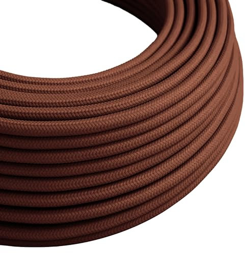 LEDSone 5M/16FT 3 Core Brown Antique Wire Braided Woven Cable, 3 Conductors 18 Gauge, Flexible Lighting Cord Cloth Covered Electrical Antique Cable, Modern Cloth Covered Vintage Fabric Wire