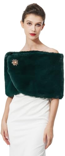 BEAUTELICATE Kunstpelz Schal Stola Bolero Pelz Damen Für Frauen Hochzeit Braut Abend Brautschal Brautstola (Upgrade - Dunkelgrün, Einheitsgröße)