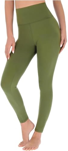 FUTURO FASHION High Waisted Leggings - Buttery Soft, Comfy Everyday Stretchy Non See Through for Women - UK, S-XXL Khaki