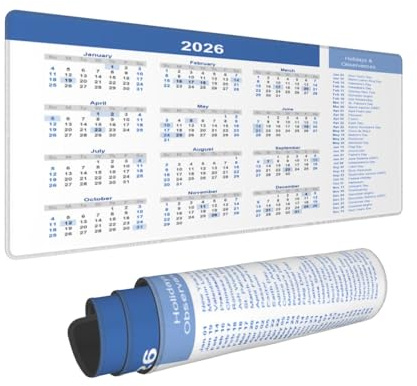 2025 Kalender Mauspad Groß Mit Feiertag, Gaming Schreibtischunterlage, Mousepad Mit Rutschfester Gummiunterseite, Erweitertes XXL Für Computer Laptop Büro