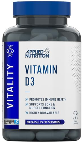 Applied Nutrition Vitamin D3 3000 IU | 75µg High Strength for Immune Support, Bones, Muscles & Energy | Vegetarian | Halal - (90 Capsules) (3 Month Supply)