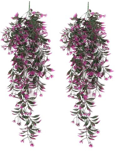 DABAOOU 2pcs artificial hanging plant Plastic artificial Ivy Vine fake flowers trailing plants indoor wall Faux Drooping Plants for Garden kitchen Home decor hanging baskets Decoration outdoor