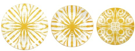 BRANDANI Batik Servizio Tavola Piatti Set 18 Pezzi Giallo Porcellana