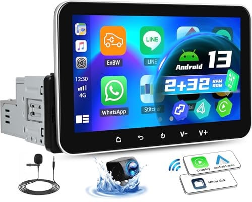OiLiehu 2G+32G Android 13 Single Din Car Stereo with Wireless CarPlay Android Auto, 7 inch IPS Touchscreen 1 Din Radio with WiFi GPS Navi Mirror Link Bluetooth FM/RDS Radio EQ SWC Backup Camera