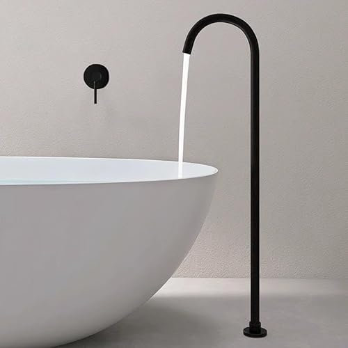 BiaoTeng Mischbatterie Badewanne Freistehend Heiß und Kalt Messing Einhebelmischer Wandmontage Unterputz Badewannenarmatur Freistehend Schwarz