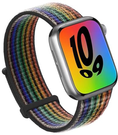 BANDKIT Per Apple Watch 49MM 45MM 44MM 42MM 41MM 40MM 38MM cinturino, cinturino sportivo in nylon da donna per uomo per serie IWatch Ultra 8 7 6 5 4 3 2 1 SE(Pride black,38/40/41mm)