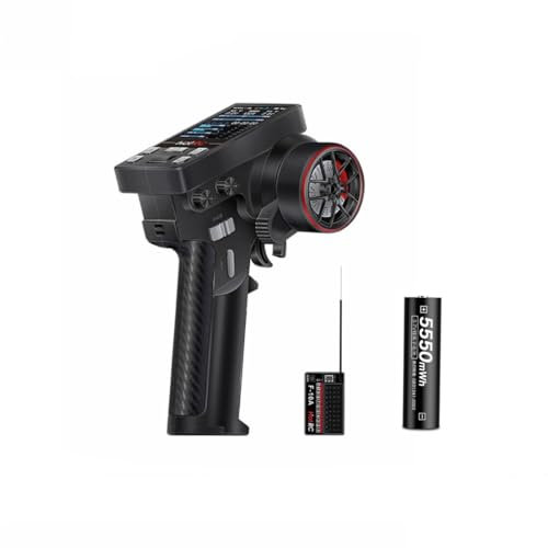 HOTRC RC Transmitter and Receiver CT-10B 10CH 2.4GHz Remote Controller with F-10A PWM GFSK Receiver for RC Car Boat Truck with Rechargable Battery