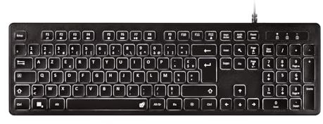 INOVU LK120 (AZERTY, Français) - Clavier PC USB - Usage bureautique/multimédia - Rétroéclairage 3 Niveaux - Filaire - Touches multimédia - Confort de Frappe - Inclinaison réglable - Noir