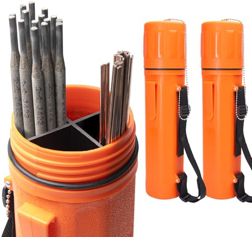 Vouyar Welding Electrode Storage Tube 2 Pack (3” x 14”) - Moisture Proof Welding Rod Container with Adjustable Shoulder Strap & Leash-Lid, Divided Liner for Rod Organization