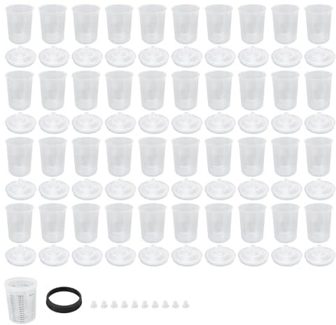 XTevu Paint Sprayer Cup Liners, Disposable Spray Gun Cup System, Automotive Paint Mixing Cup Kit, Paint Gun Liner Set with 40 Lids 10 Plugs (0-810ml/0-28oz (F110807))