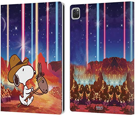 Head Case Designs Licenza Ufficiale Peanuts Andare A Cavallo Nebulosa Snoopy Cowboy Spazio Custodia Portafoglio in Pelle Compatibile con Apple iPad PRO 12.9 2020/2021/2022