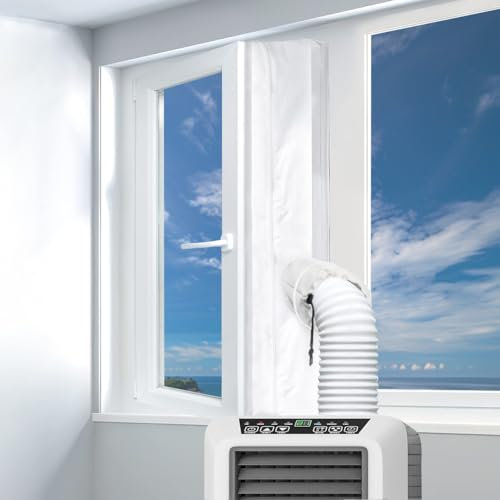 400 cm Kit Calfeutrage Climatiseur Mobile avec Manchons, Joint de Fenêtre Universel pour Climatiseur Portable & Sèche‑linge Isolation Étanche sans Perçage