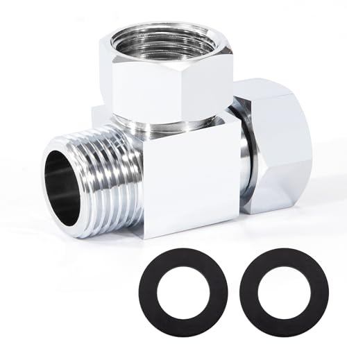 T Stück 1/2 Zoll, 3 Wege Messing Absperrventil Verteiler für Eckventile Umsteller, Duschschlauch Adapter Poliertes Messing Verchromt für Toiletten Badezimmer Küche Waschbecken Bidet